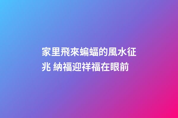 家里飛來蝙蝠的風水征兆 納福迎祥福在眼前